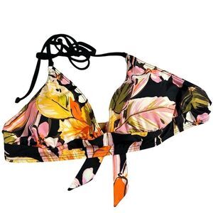 Robin Piccone Dark Tropical Floral Bikini Top size Medium